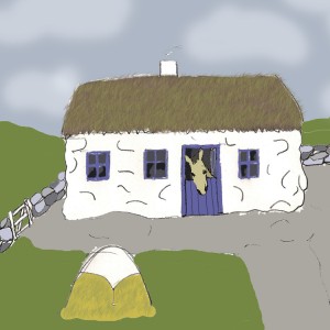 My memory of what the thatched house looked like, well minus the donkey looking over the half door.