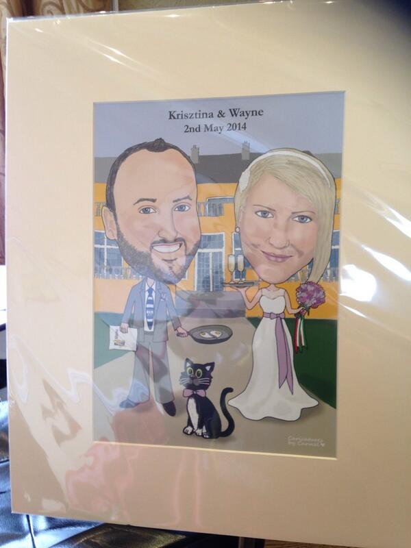 Krisztina & Wayne's Caricature Guest Signing Board