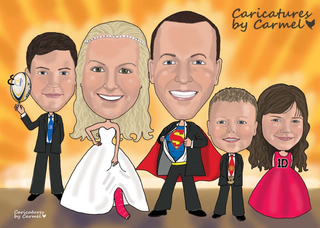 Superman and family caricature