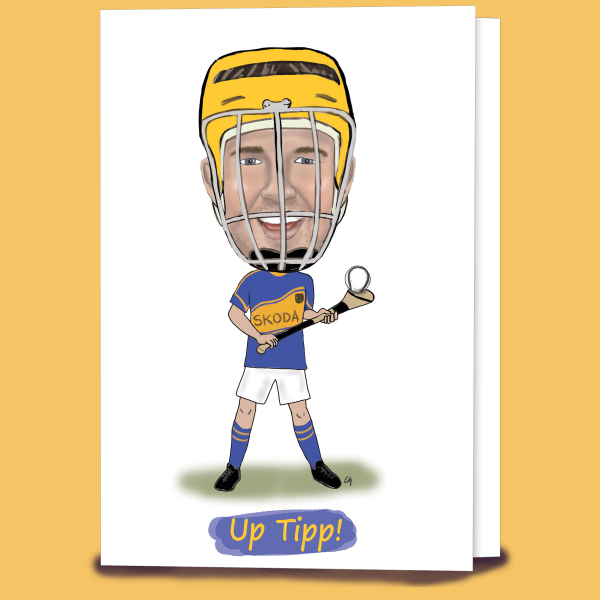 Caricature Tipperary Hurling Card created by Caricatures by Carmel.
