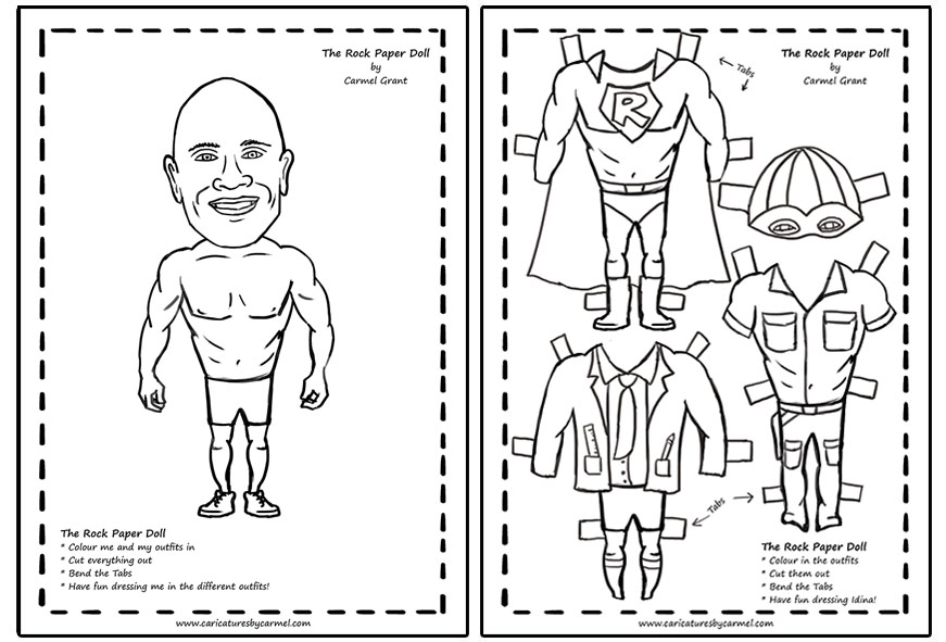 The Rock Paper Doll design created by caricatures by Carmel