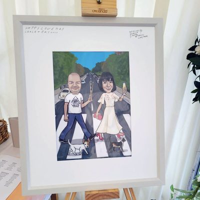 Grace & Ray wedding caricature guest board