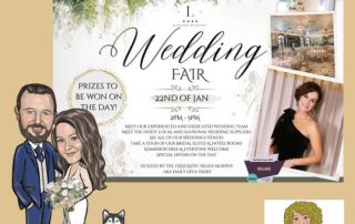 Caricatures by Carmel showing at the Langtons Hotel Wedding fair.